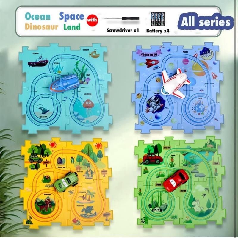 Puzzle Racer Kids Car Track Toy Car Set for Kids DIY Puzzle Track Rail Route