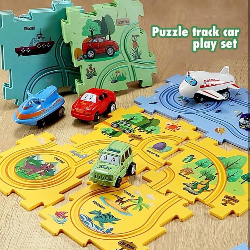 Puzzle Racer Kids Car Track Toy Car Set for Kids DIY Puzzle Track Rail Route