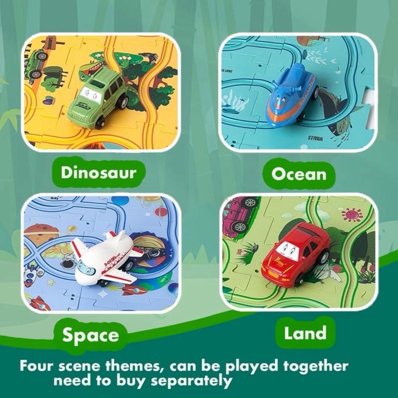 Puzzle Racer Kids Car Track Toy Car Set for Kids DIY Puzzle Track Rail Route
