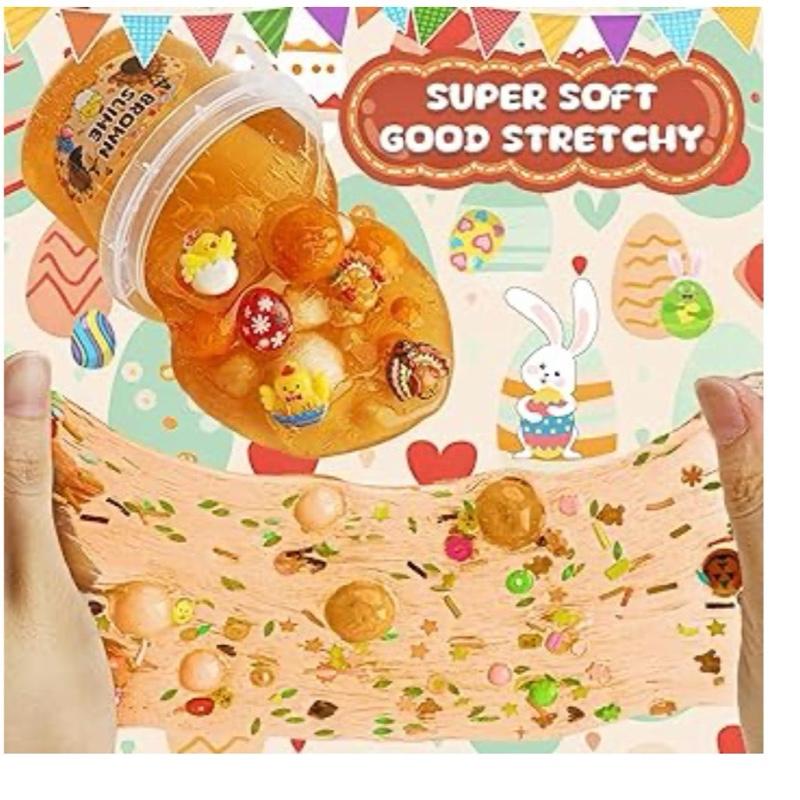 Turkey Brown Slime 300ml - Bucket with Decorations - Fun Slime Experience