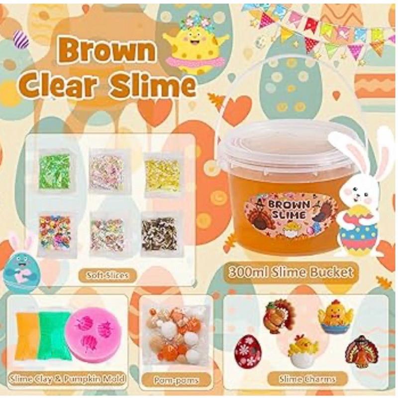 Turkey Brown Slime 300ml - Bucket with Decorations - Fun Slime Experience