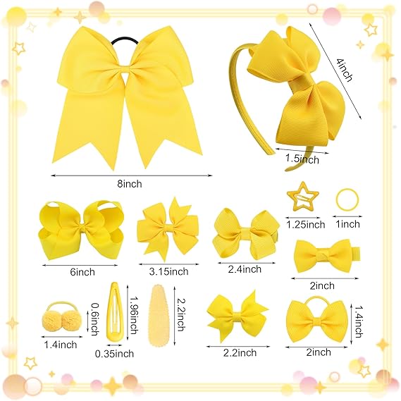 40 Pieces Red Girls School Hair Accessories Kit Ribbon Style Bow Bobbles Headband Large Cheer Bow Girls Hair Accessories Set (Red)