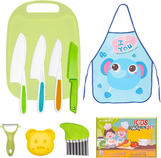 AIXMEET 9PCs Kids Kitchen Accessory Cooking Set