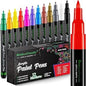 MHSEcoFriendly Fine Acrylic Paint Pens - 12 Pack, 0.7mm Fine Tip | Non Toxic & Waterproof | Pens for Rock Painting, Stone, Pebbles, Glass, Ceramic, Wood & Fabric | Art Supplies for Kids & Adults