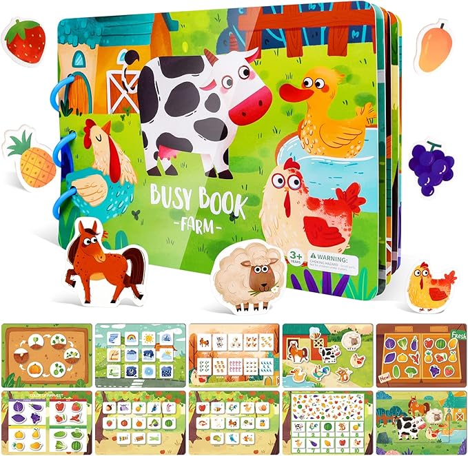 Busy Book, Farm Theme Activity Books - Kids Learning Educational Autism Sensory