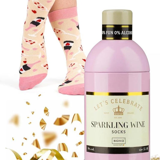 SOXO Let's Celebrate Sparkling Wine Socks - Funny Gifts for Women Colourful Socks Ladies' Drinks