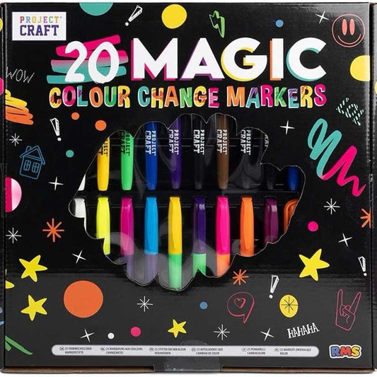 Project Craft 20 Magic Colour Change Markers - Vibrant Colors for Creative Art and Craft Projects