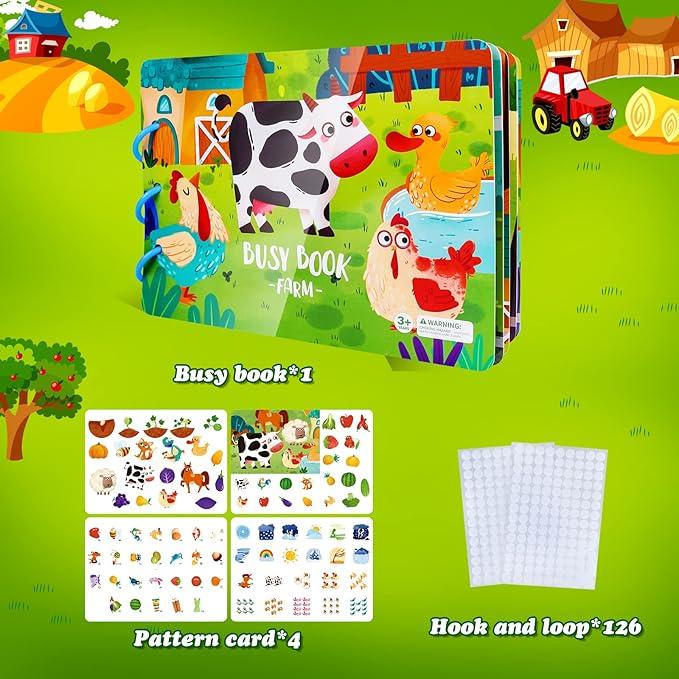 Busy Book, Farm Theme Activity Books - Kids Learning Educational Autism Sensory