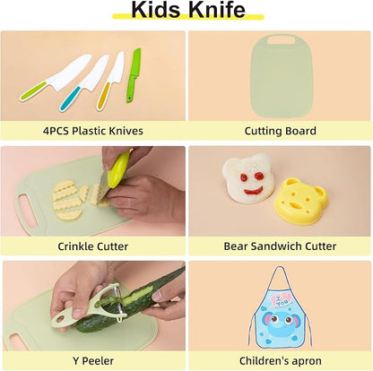 AIXMEET 9PCs Kids Kitchen Accessory Cooking Set