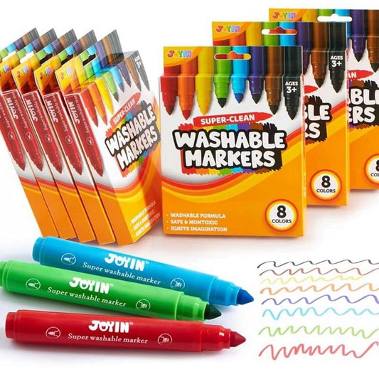 Washable Markers for Kids, Art Marker Set for Kids Ages 3+, Art Supply, Classroom Prizes (8 Colors)