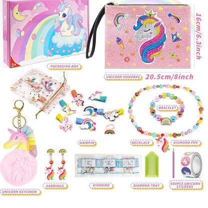 Unicorn DIY Diamond Crafts Bag Kit and Accessories Gift Set