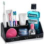 Black Marble Look Toothbrush Holders for Bathrooms 5 Slots Tooth Brush & Toothpaste Storage Counter Organizer for Vanity Sink