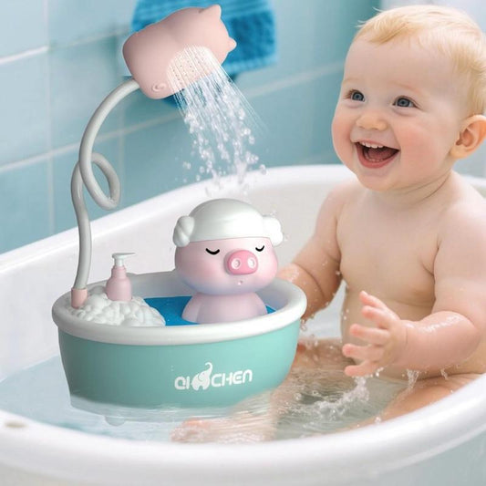 Abychen Baby Bath Shower Head - Pig Tub Baby Bath Toys for Kids Ages 1-3 Essentials Water Pump Toy with Pig Spray Head and Faucet Sprayer for Bathtub Sink Water Table