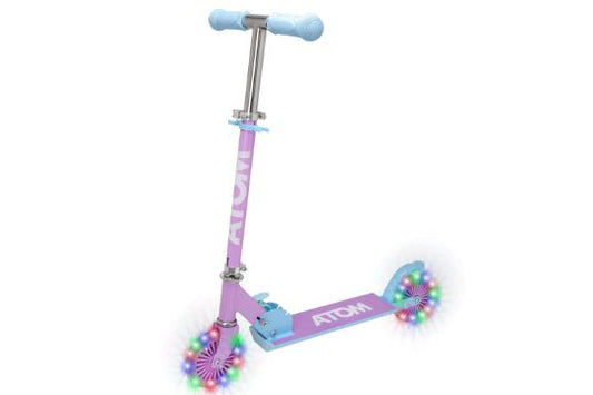 ATOM Light Up Wheels Inline Kids Scooter | Adjustable Height Handle | Easy Foldable Kick Scooter For Boys & Girls | Age 4-7