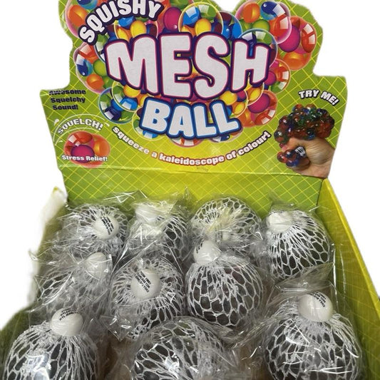 Squishy Mesh Ball Sensory Toy - Squelch Squeaky Sound & Stress Relief Kaleidoscope of Colour