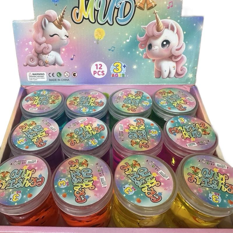 Crystal mud slime with care bears charm