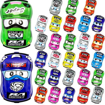 30 Pcs Mini Pull Back Car Toys for Kids - Friction Powered Cartoon Pull Back Racing Vehicles