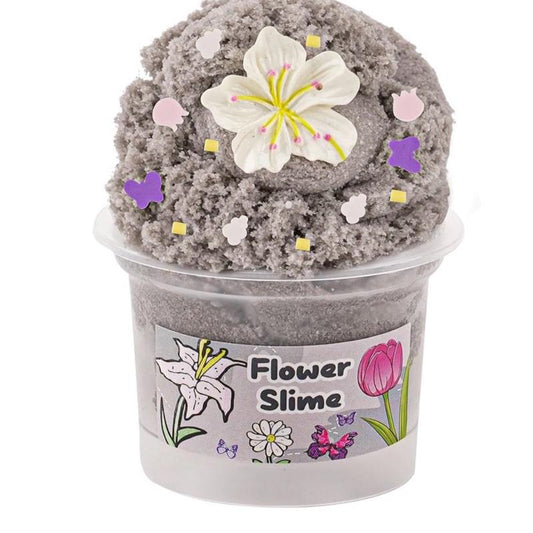 Flower Grey Cloud Slime Super Drizzly Non-Sticky Premade Slime for Kids Sensory Toy with Floral Decorations