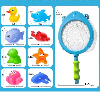 No Hole No Mould Baby Bath Toys Set - 9PCS Mould Free Rubber Sea Animals & Swimming Pool Toys for Toddler Kids Water Play Equipment