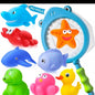 No Hole No Mould Baby Bath Toys Set - 9PCS Mould Free Rubber Sea Animals & Swimming Pool Toys for Toddler Kids Water Play Equipment