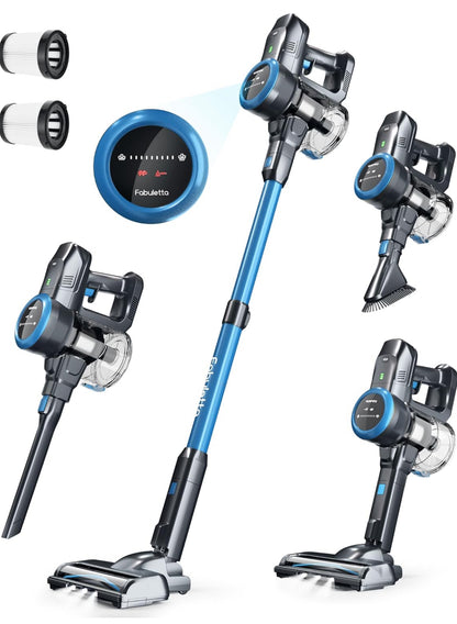 FABULETTA Cordless Vacuum Cleaner, 35KPA Stick Vacuum Cleaner with Brushless Motor, 3 Modes 6 in 1 Lightweight Vacuum Cleaner with 50Min Detachable Battery for Home/Pet Hair/Carpet/Hard Floor (Blue)