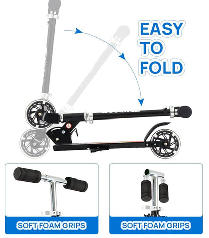 TENBOOM Kids Scooter Ages 6-12, Easy Folding with Adjustable Handlebar and Rear Brake, Light Up for Girls & Boys