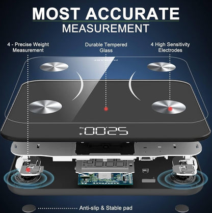 Bluetooth Body Fat Scales, INSMART Smart Digital Bathroom Weight Weighing Scales for Body Composition Analyzer with Smart APP, Body Composition Fitbit Scales for Fitness (ST/LB/KG) - Box & packaging damaged.