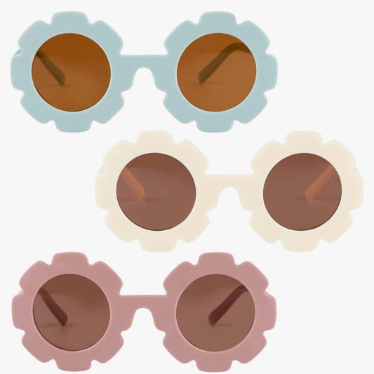3 Pairs Flower Kids Sunglasses Cute Round Baby Sunglasses with Glasses Pouch and Cloth UV 400 Protection Flexible Frame for 0-8 years