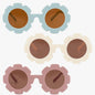 3 Pairs Flower Kids Sunglasses Cute Round Baby Sunglasses with Glasses Pouch and Cloth UV 400 Protection Flexible Frame for 0-8 years