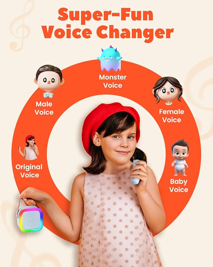 Mini Karaoke Machine with 1 Microphone - Blue & Pink
