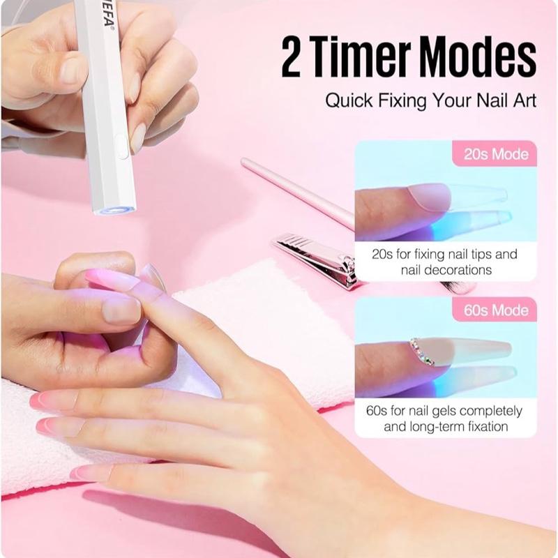 MEFA Handheld U V Nail Lamp for Gel Nails, UV Nail Light with 2 Timer Settings, Portable Cordless Rechargeable USB Nail Light for Gel Nail Polish Fast Curing, LED Nail Lamp for Home DIY Salon
