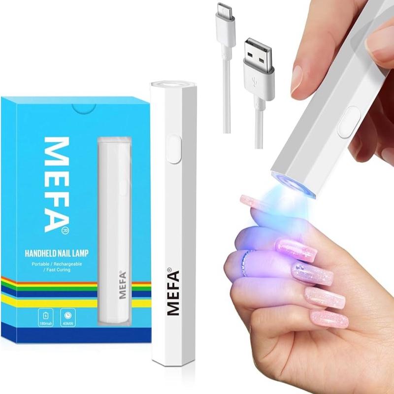 MEFA Handheld U V Nail Lamp for Gel Nails, UV Nail Light with 2 Timer Settings, Portable Cordless Rechargeable USB Nail Light for Gel Nail Polish Fast Curing, LED Nail Lamp for Home DIY Salon