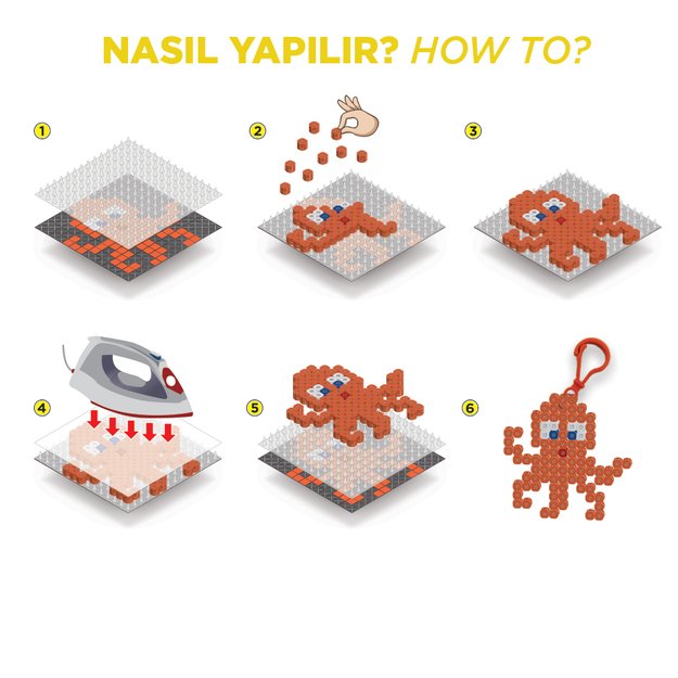 Iron on Bead Kit Keychains 7 designs