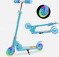 Blue Folding Kick Scooter for Kids Ages 3-7, 2 LED Flash Wheels Kick Scooter with 3 Levels Adjustable Handlebar and lightweight