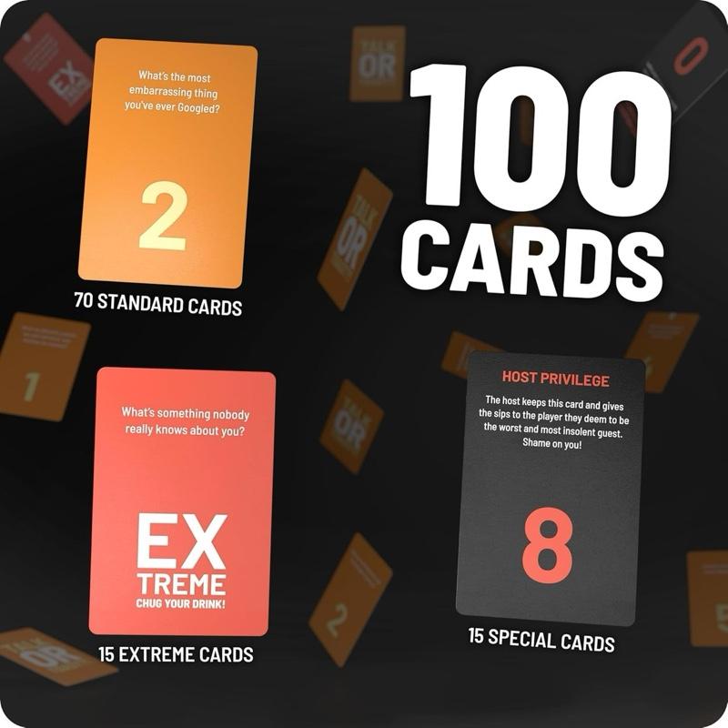 Talk or toast!? - The unique drinking game - Drinking game with 100 cards - Drinking game - Card game - Party game for adults