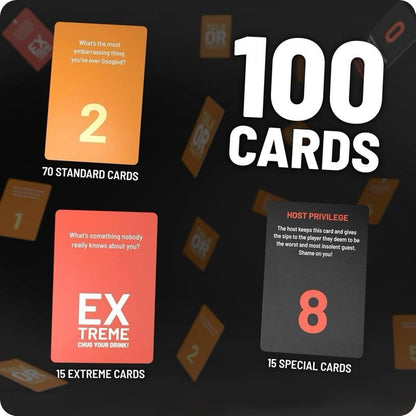 Talk or toast!? - The unique drinking game - Drinking game with 100 cards - Drinking game - Card game - Party game for adults
