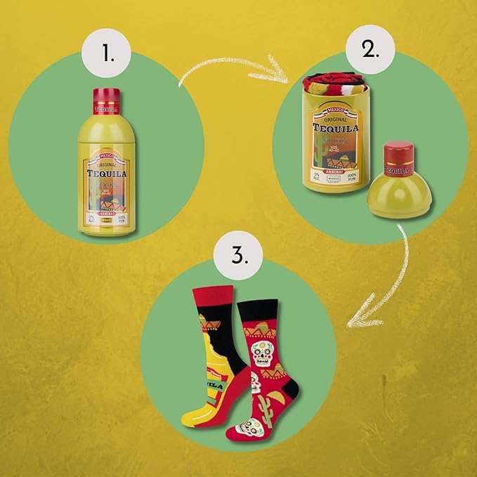 Tequila Socks Men Funny Gifts Cotton Sock Colourful Funky Gift size UK6.5-10.5