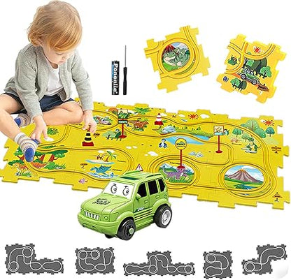 Puzzle Racer Kids Car Track Toy Car Set for Kids DIY Puzzle Track Rail Route