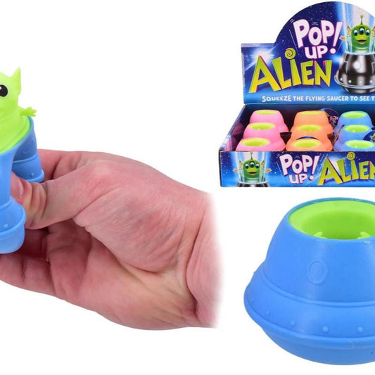 Alien Pop Up Squishy Toy - Squeeze the Flying Saucer to See the Alien - Fun Stress Relief