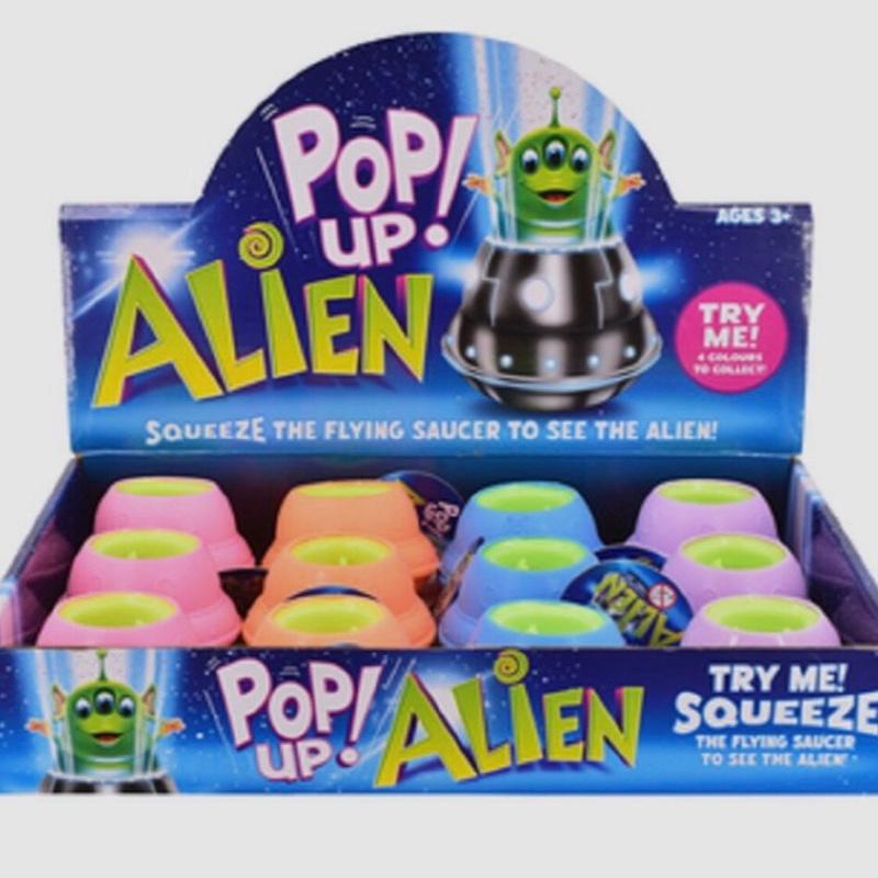 Alien Pop Up Squishy Toy - Squeeze the Flying Saucer to See the Alien - Fun Stress Relief