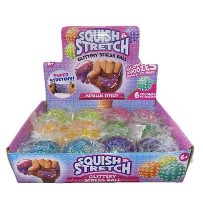 Bumpy Squish & Stretch Glittery Stress Ball - Super Stretchy Metallic Effect Textured Ball