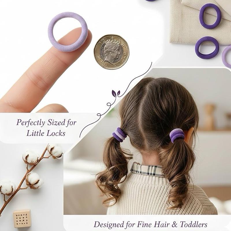 200pcs Baby Hair Bands Purple Series Non Slip Bobbles for Girls Kids Toddlers Durable Hair Accessories