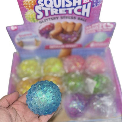 Bumpy Squish & Stretch Glittery Stress Ball - Super Stretchy Metallic Effect Textured Ball