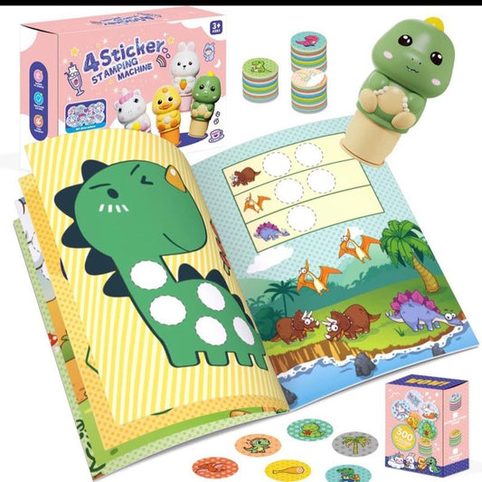 Plunack Sticker Stamper Toys 24-Page Activity Book & 800 Stickers Arts and Crafts DIY Creative Toddler Travel Toys Dinosaur Design