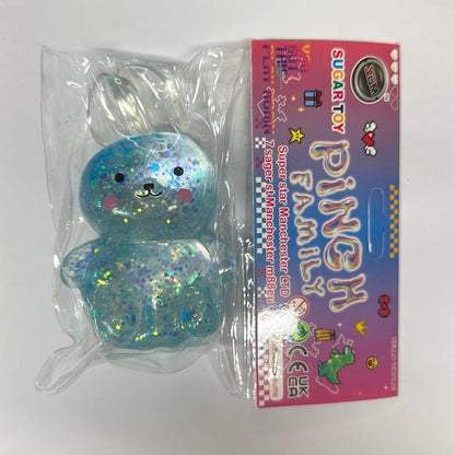 BUNNY Pinch Family Sugar Squishy Bunny Sensory Toy - Glittery Design
