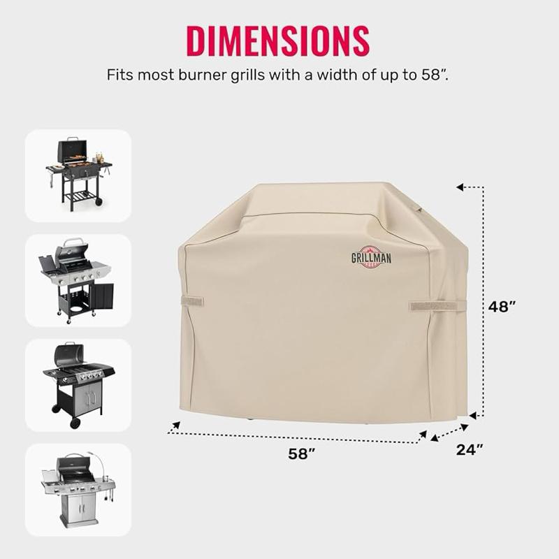 Grillman Grill Cover, BBQ Outdoor Grill Covers, Charcoal, Gas Grills, Waterproof, Rip-Proof, Weather-Resistant, Anti-UV, Barbecue Cover for Weber, Genesis, Charbroil, Nexgrill