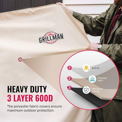 Grillman Grill Cover, BBQ Outdoor Grill Covers, Charcoal, Gas Grills, Waterproof, Rip-Proof, Weather-Resistant, Anti-UV, Barbecue Cover for Weber, Genesis, Charbroil, Nexgrill