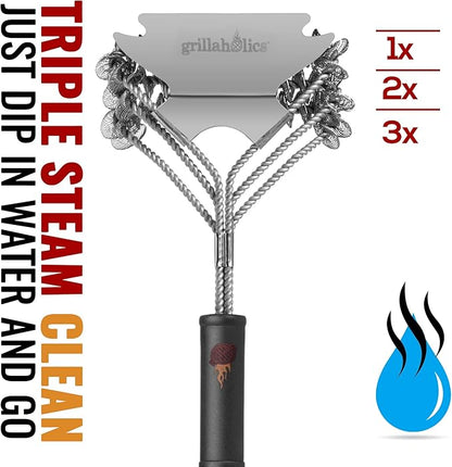 Grillaholics Bristle Free BBQ Brush - Safe Barbecue Grill Cleaning Brush With No Metal Wire Bristles