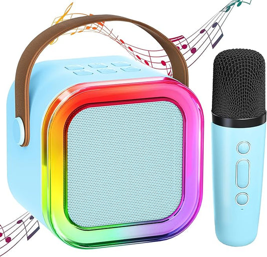 Mini Karaoke Machine with 1 Microphone - Blue & Pink