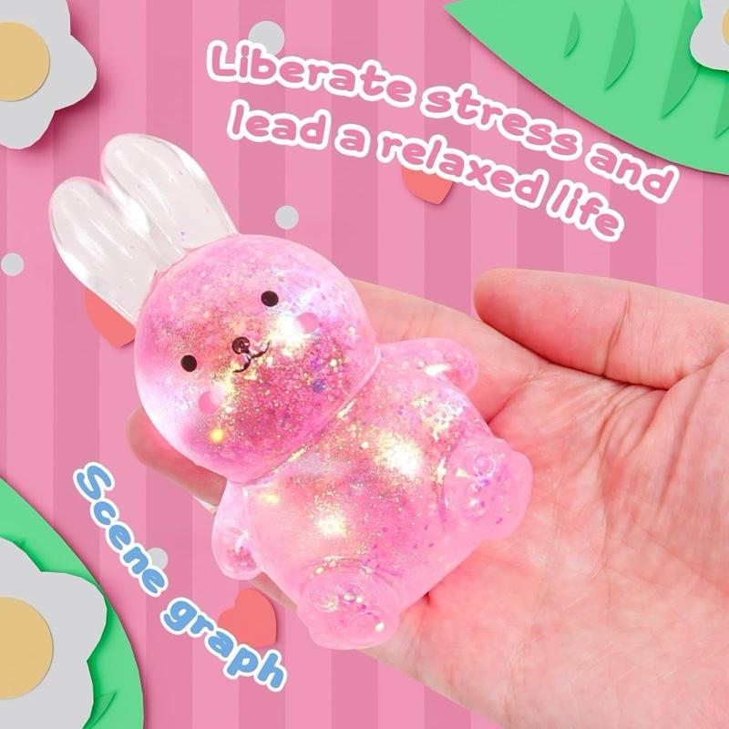 BUNNY Pinch Family Sugar Squishy Bunny Sensory Toy - Glittery Design